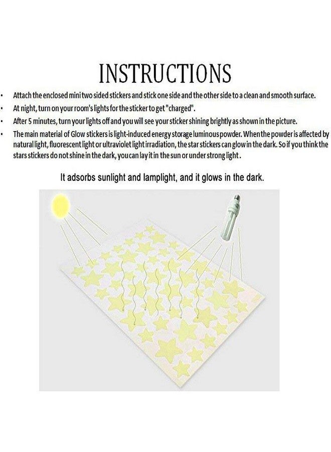 Sage Square Radium Green Color Fluorescent Night Glow in The Dark Star Wall Sticker for Kids Room and Living Room (Pack of 28) (Moon & Star) - Image 5